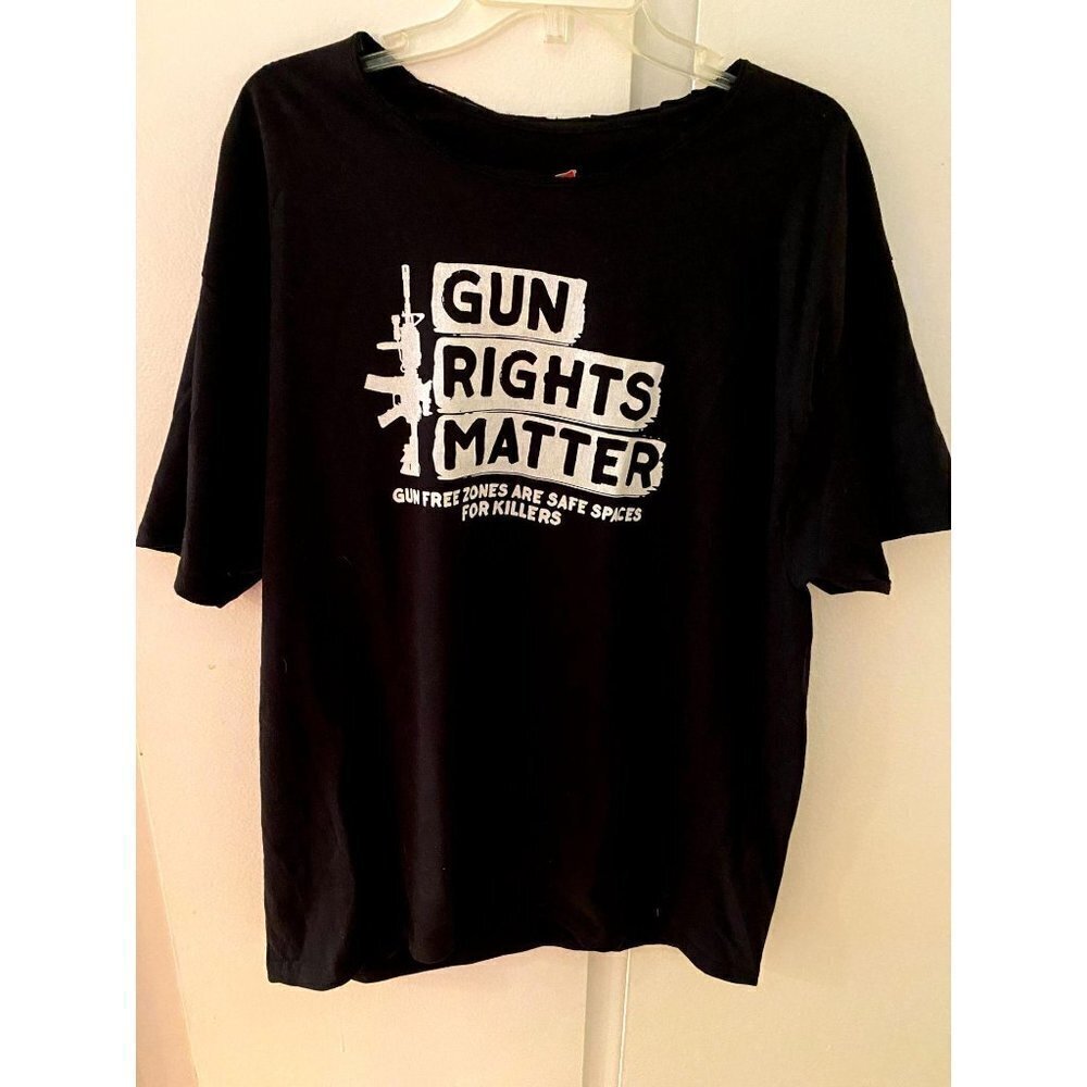 Guns Right Matter Black T-shirt Distress Collar, M
